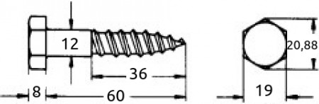 Fransk treskrue 12x60mm