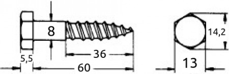 Fransk treskrue 8x60mm