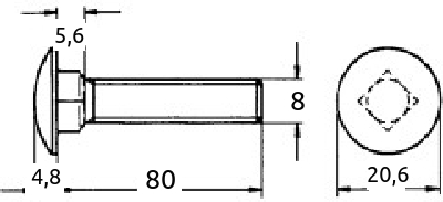 Låseskrue 8x80mm