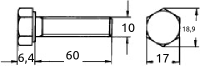 M10 x 60mm maskinskrue