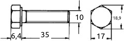 M10 x 35mm maskinskrue