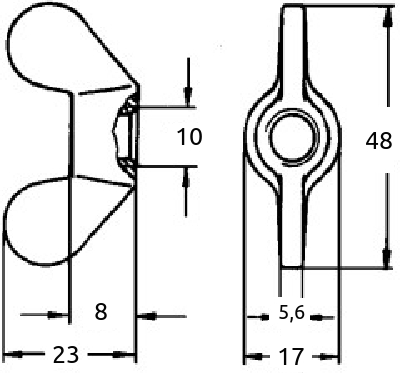 m10 vingemutter avrundet type