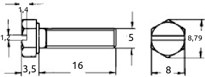 M5x16mm maskin-skrue rett spor