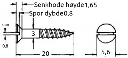 3x20 mm syrefast tre-skrue