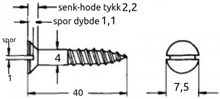 4x40 mm syrefast tre-skrue