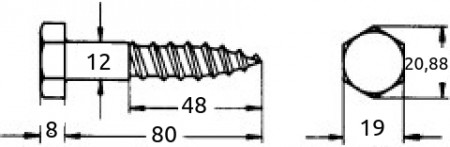 Fransk treskrue 12x80mm