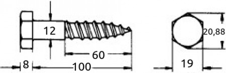 Fransk treskrue 12x100mm