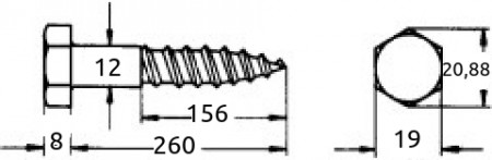 Fransk treskrue 12x260mm